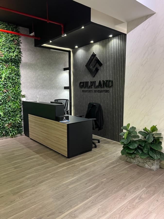 Office reception area with some greenery
